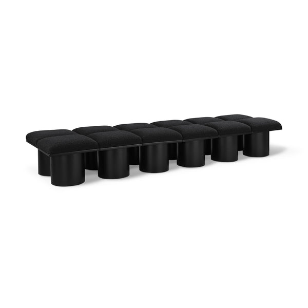 Meridian Pavilion Black Boucle Fabric Bench IMAGE 1