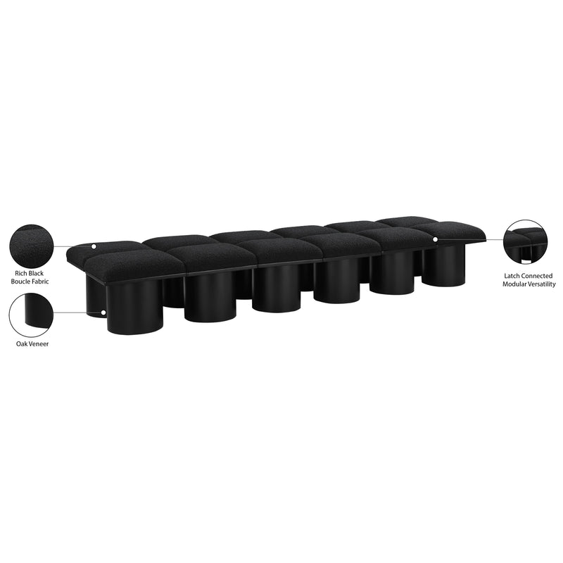 Meridian Pavilion Black Boucle Fabric Bench IMAGE 6