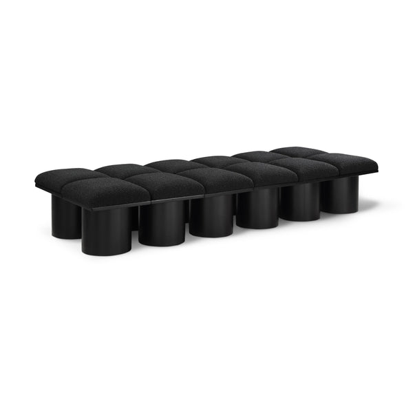 Meridian Pavilion Black Boucle Fabric Bench IMAGE 1