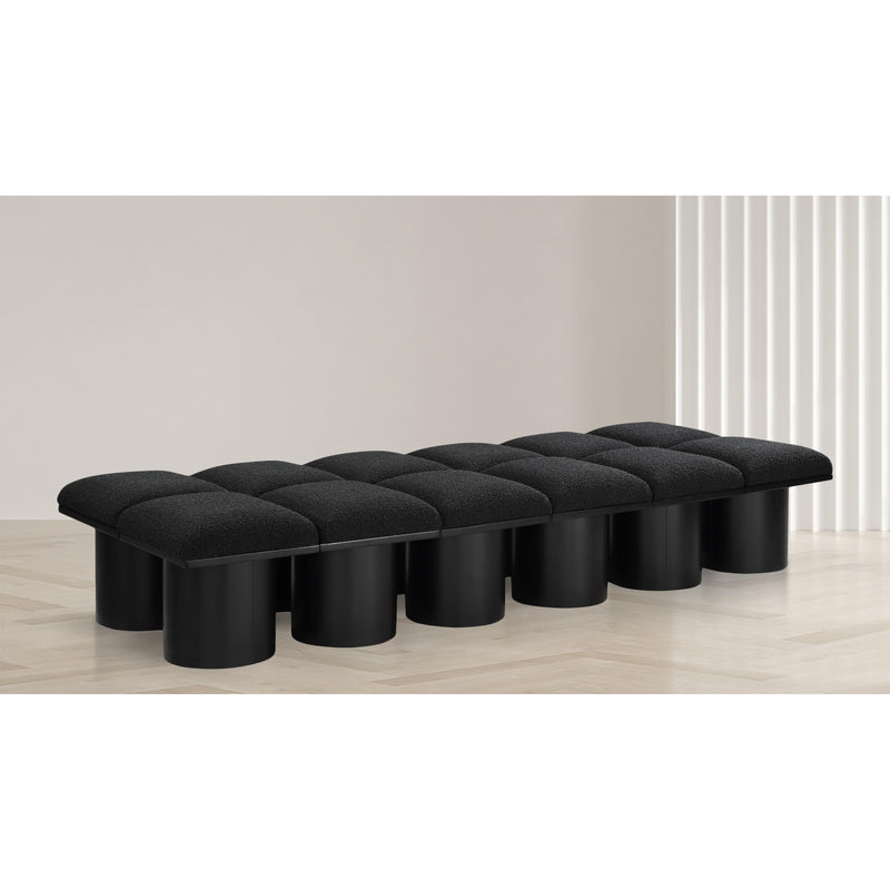 Meridian Pavilion Black Boucle Fabric Bench IMAGE 2