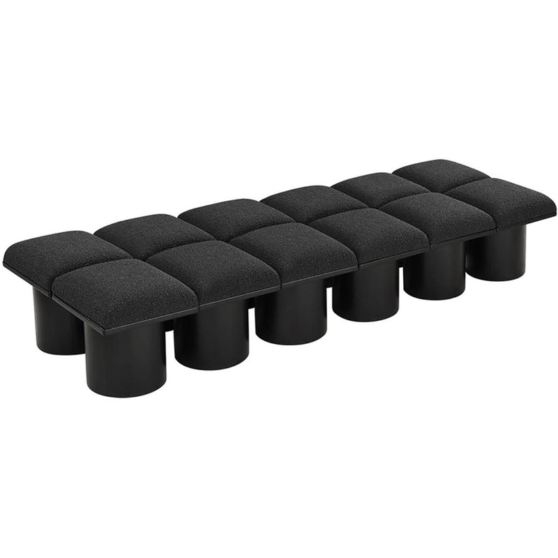Meridian Pavilion Black Boucle Fabric Bench IMAGE 5
