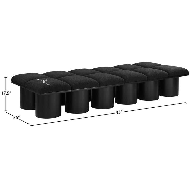 Meridian Pavilion Black Boucle Fabric Bench IMAGE 8