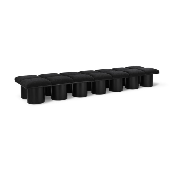 Meridian Pavilion Black Boucle Fabric Bench IMAGE 1