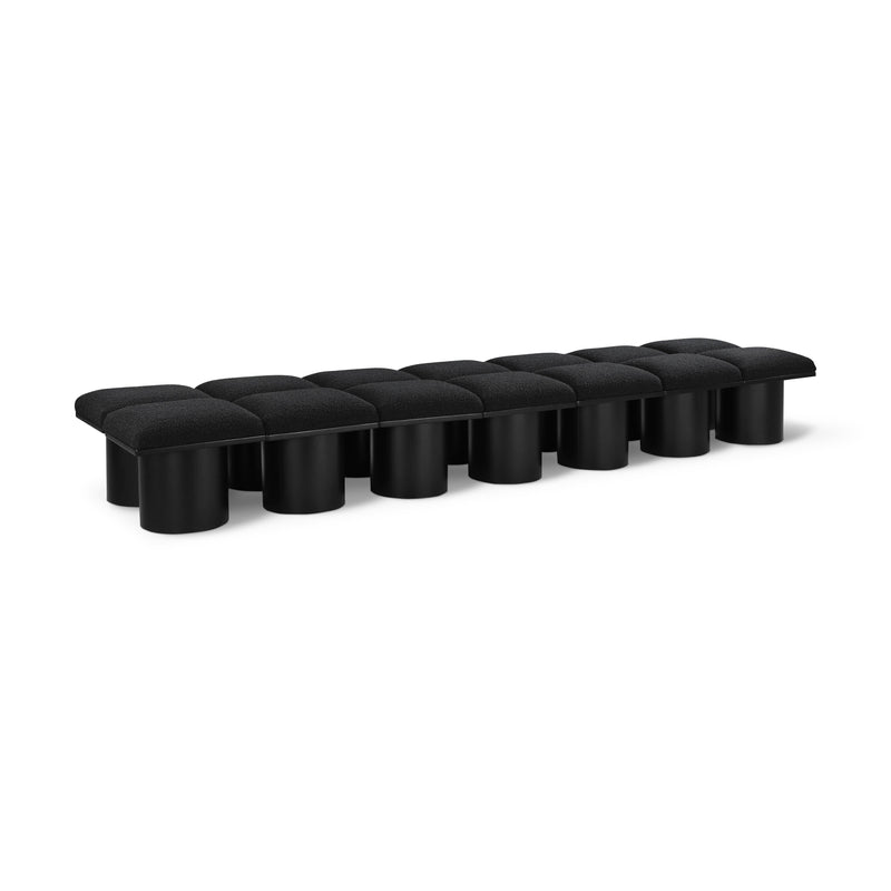 Meridian Pavilion Black Boucle Fabric Bench IMAGE 1