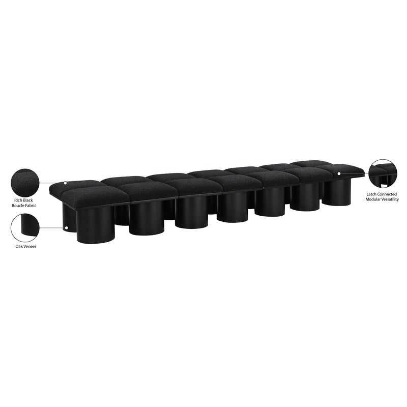 Meridian Pavilion Black Boucle Fabric Bench IMAGE 6