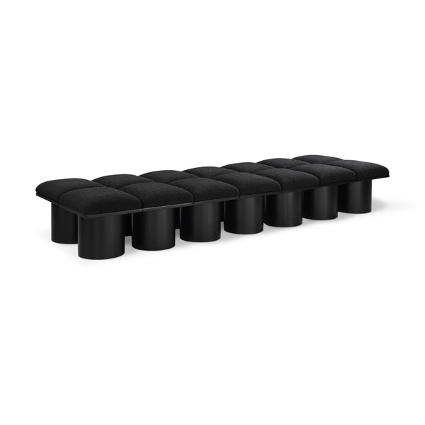 Meridian Pavilion Black Boucle Fabric Bench IMAGE 1