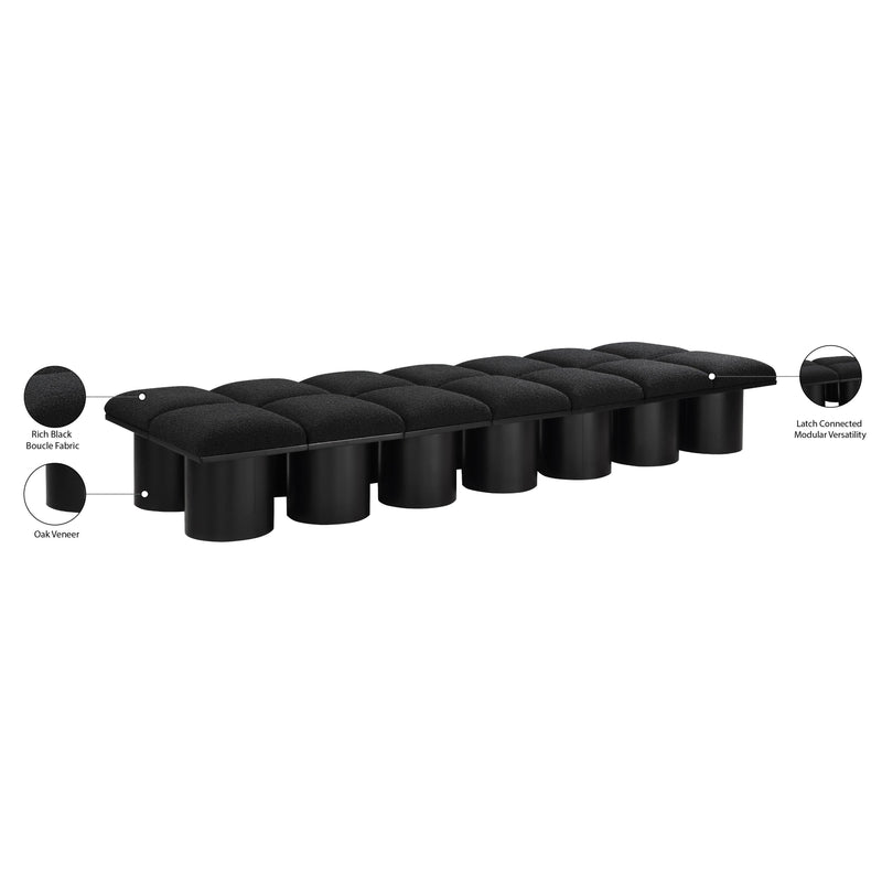 Meridian Pavilion Black Boucle Fabric Bench IMAGE 7