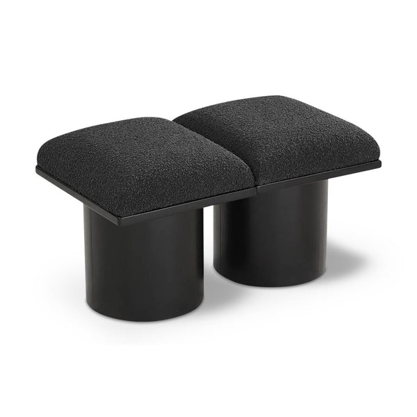 Meridian Pavilion Black Boucle Fabric Bench IMAGE 1