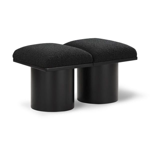 Meridian Pavilion Black Boucle Fabric Bench IMAGE 1
