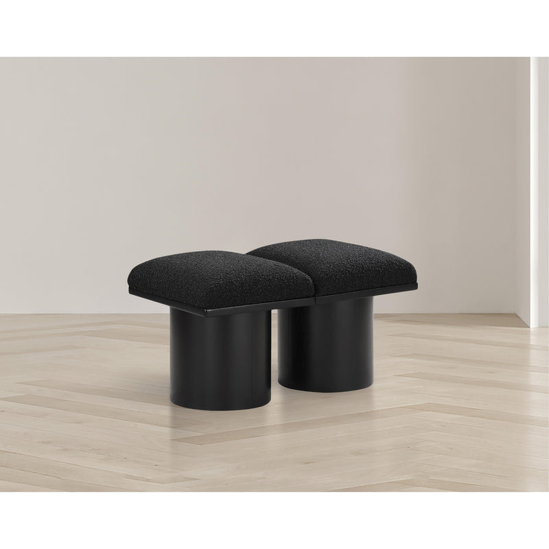 Meridian Pavilion Black Boucle Fabric Bench IMAGE 2