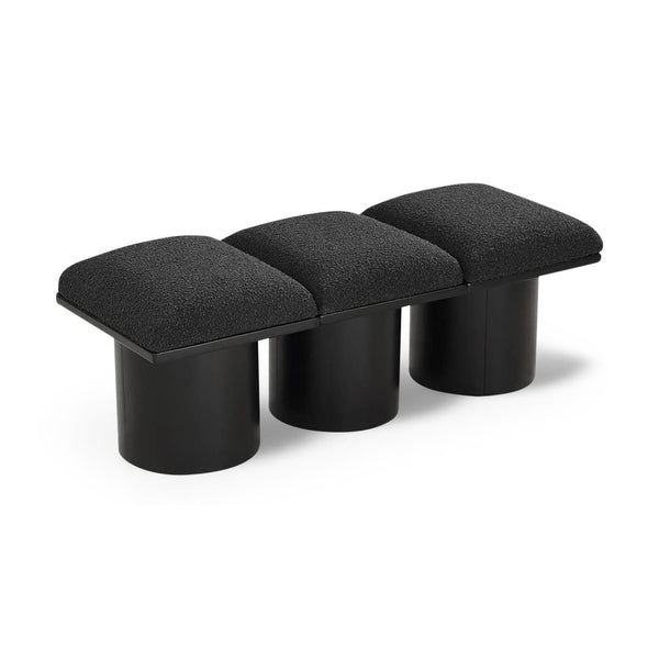 Meridian Pavilion Black Boucle Fabric Bench IMAGE 1