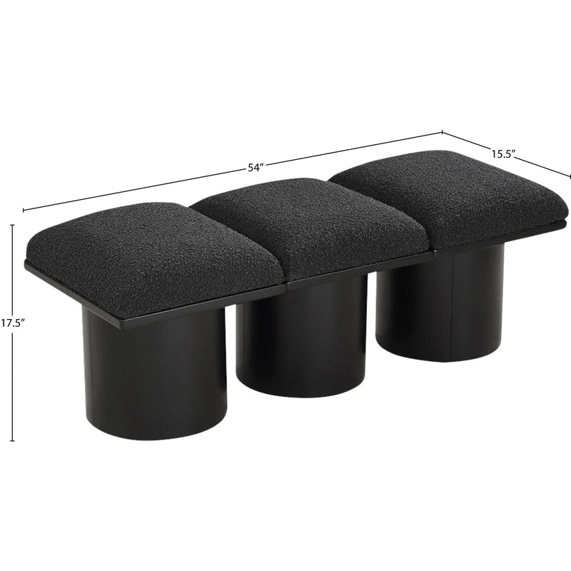 Meridian Pavilion Black Boucle Fabric Bench IMAGE 8