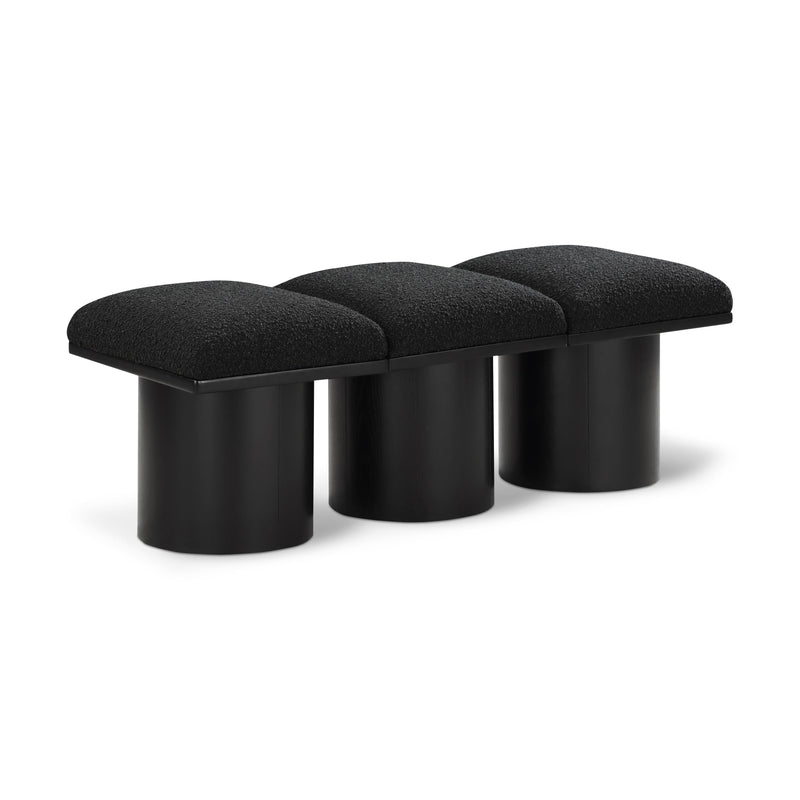 Meridian Pavilion Black Boucle Fabric Bench IMAGE 1
