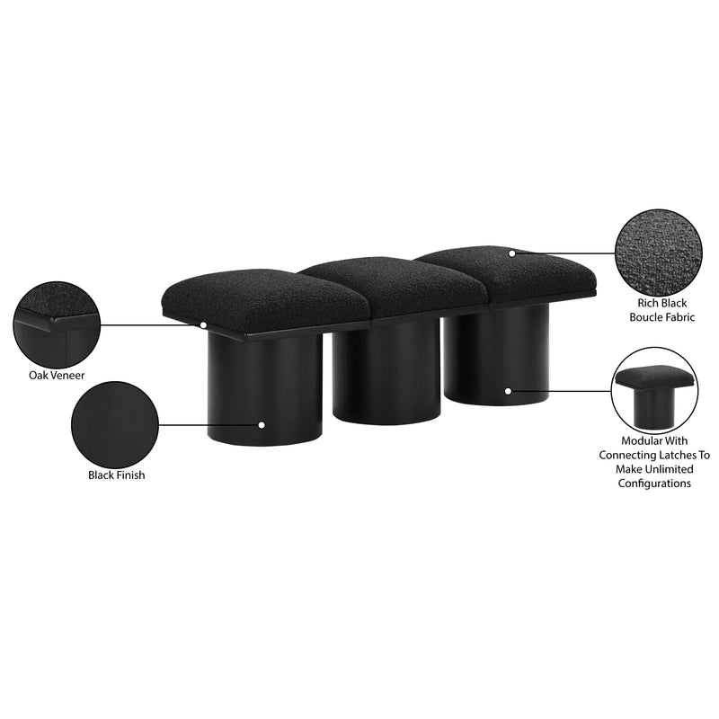 Meridian Pavilion Black Boucle Fabric Bench IMAGE 6