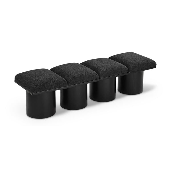 Meridian Pavilion Black Boucle Fabric Bench IMAGE 1