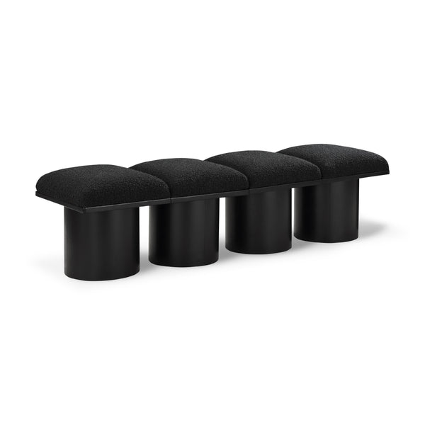 Meridian Pavilion Black Boucle Fabric Bench IMAGE 1