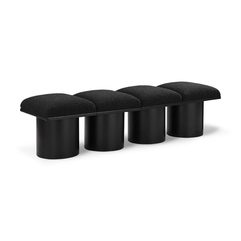Meridian Pavilion Black Boucle Fabric Bench IMAGE 1