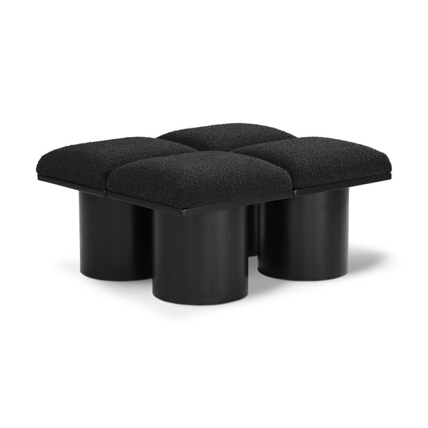 Meridian Pavilion Black Boucle Fabric Bench IMAGE 1