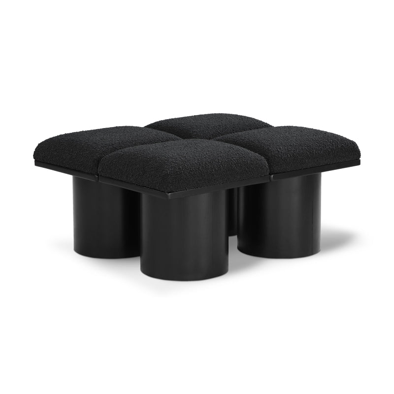 Meridian Pavilion Black Boucle Fabric Bench IMAGE 1