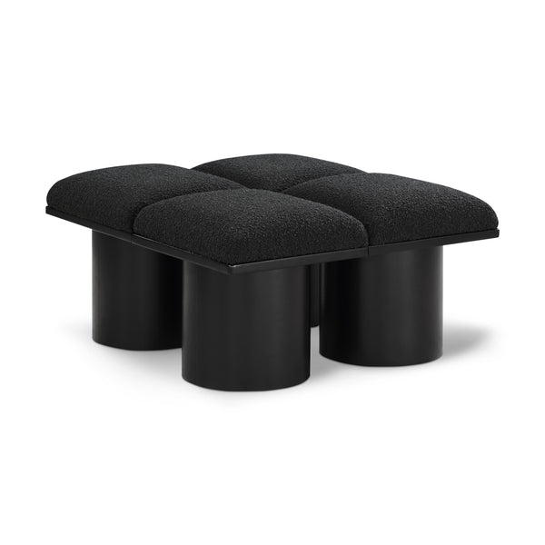 Meridian Pavilion Black Boucle Fabric Bench IMAGE 1