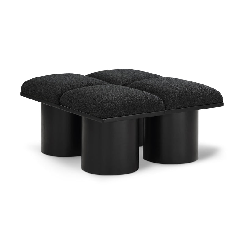 Meridian Pavilion Black Boucle Fabric Bench IMAGE 1