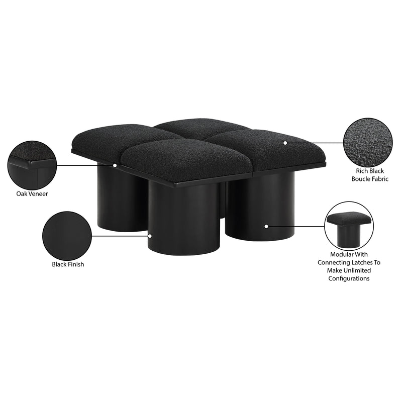Meridian Pavilion Black Boucle Fabric Bench IMAGE 7