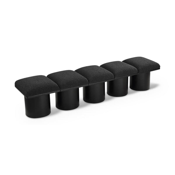 Meridian Pavilion Black Boucle Fabric Bench IMAGE 1