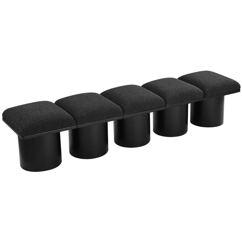 Meridian Pavilion Black Boucle Fabric Bench IMAGE 5