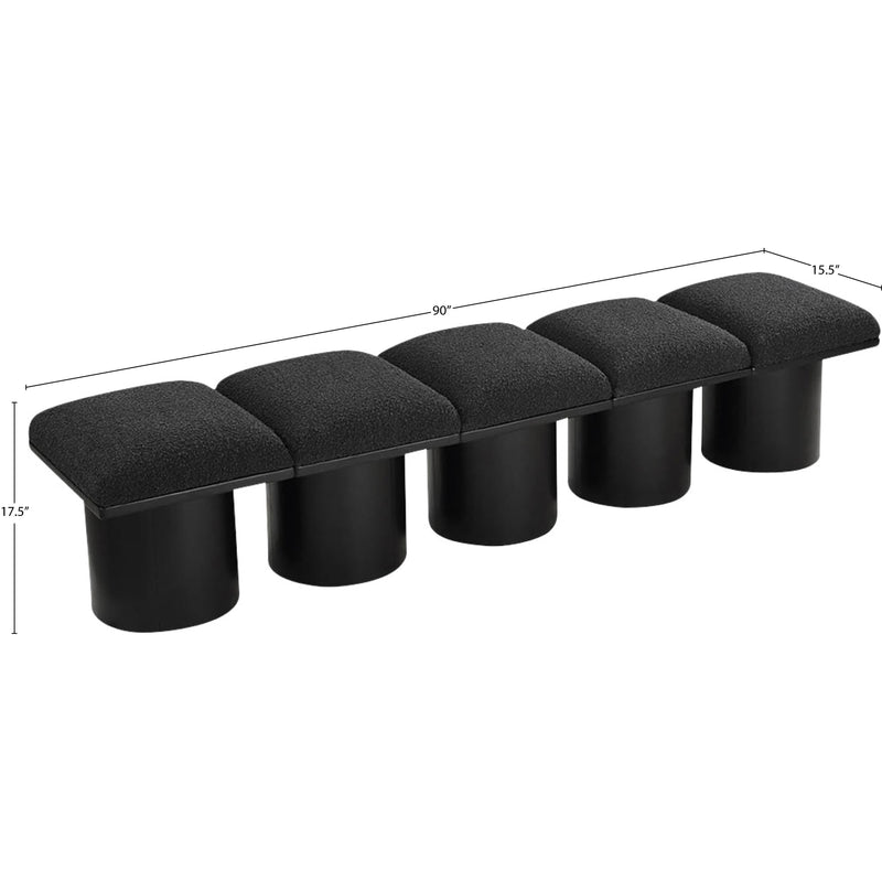 Meridian Pavilion Black Boucle Fabric Bench IMAGE 8