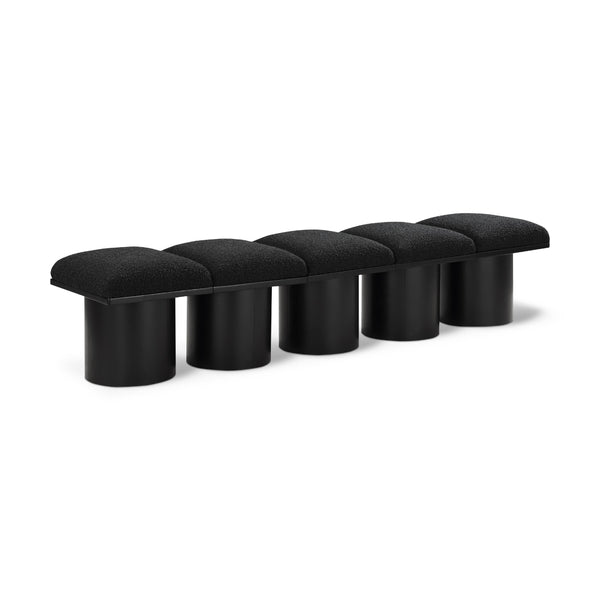 Meridian Pavilion Black Boucle Fabric Bench IMAGE 1