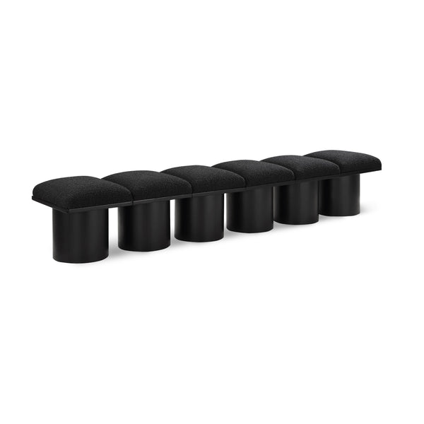 Meridian Pavilion Black Boucle Fabric Bench IMAGE 1