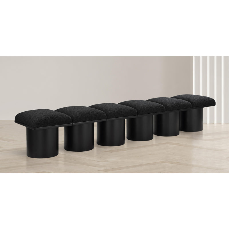 Meridian Pavilion Black Boucle Fabric Bench IMAGE 2