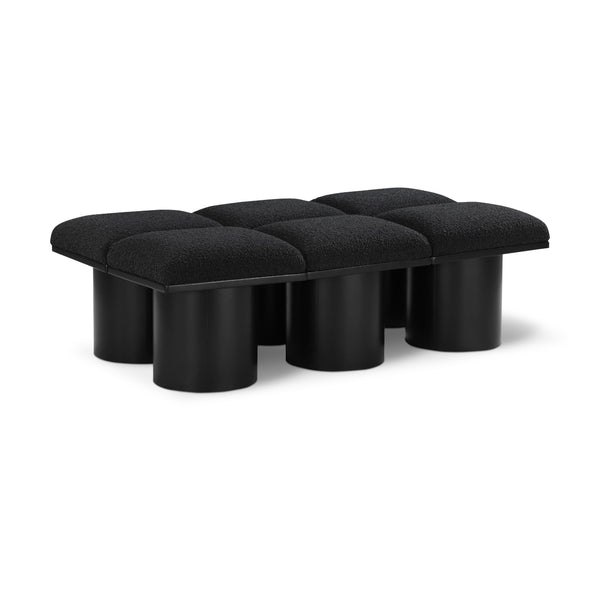 Meridian Pavilion Black Boucle Fabric Bench IMAGE 1