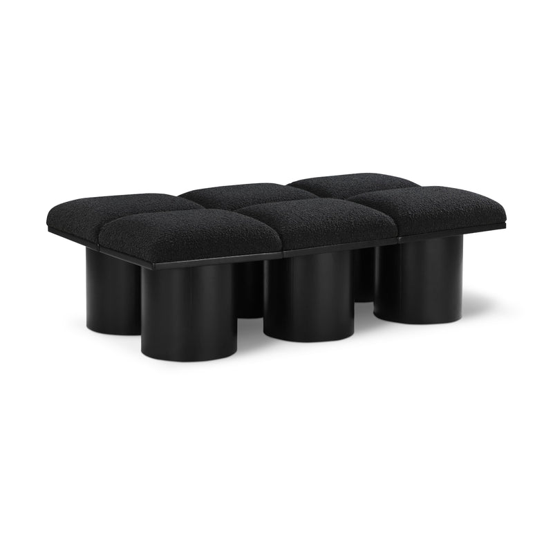 Meridian Pavilion Black Boucle Fabric Bench IMAGE 1