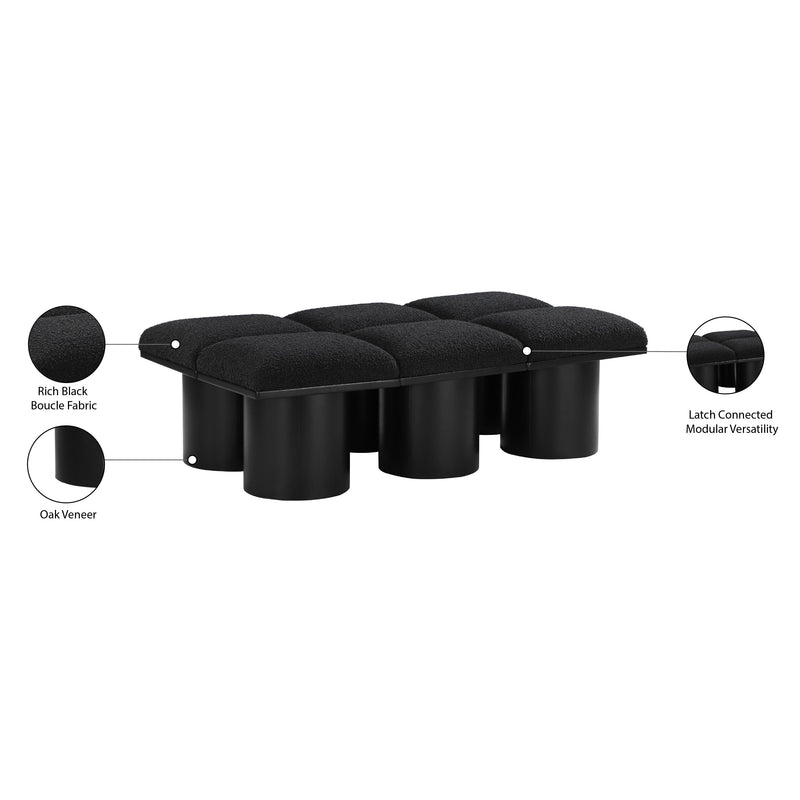 Meridian Pavilion Black Boucle Fabric Bench IMAGE 6