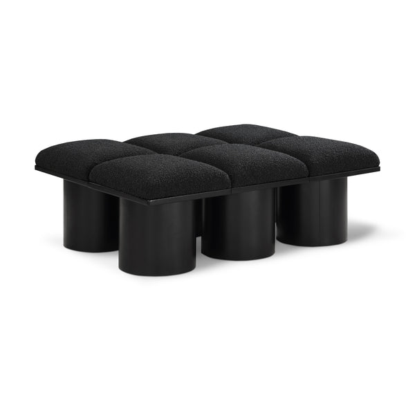 Meridian Pavilion Black Boucle Fabric Bench IMAGE 1