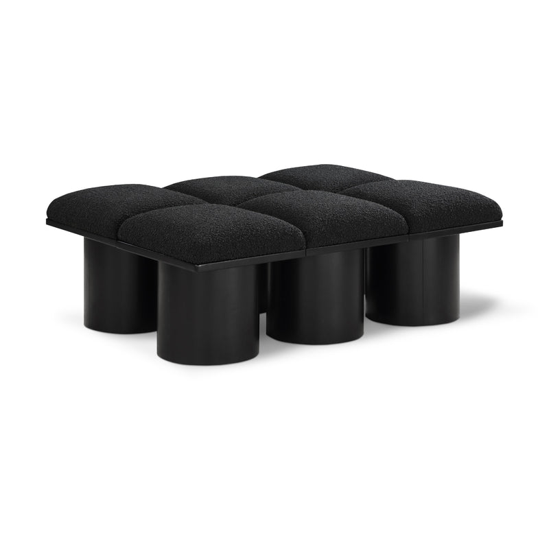 Meridian Pavilion Black Boucle Fabric Bench IMAGE 1