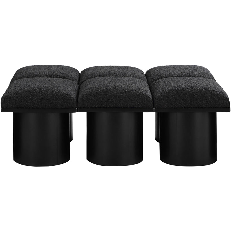 Meridian Pavilion Black Boucle Fabric Bench IMAGE 3
