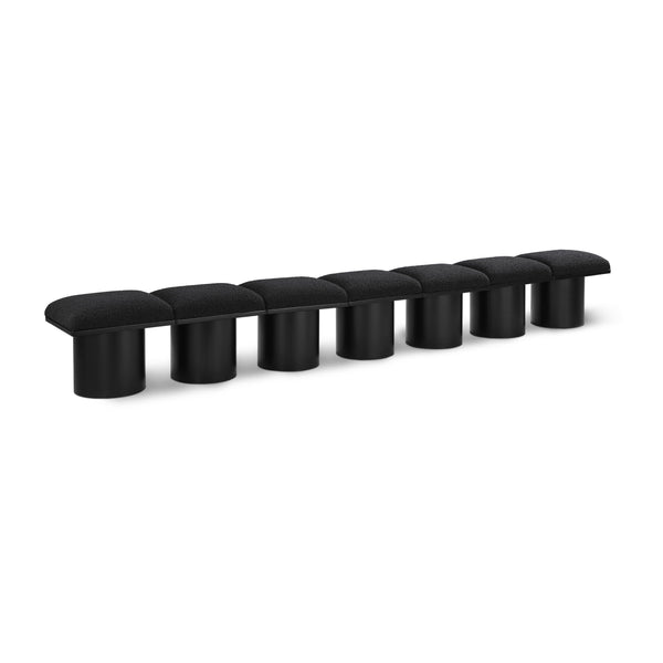 Meridian Pavilion Black Boucle Fabric Bench IMAGE 1