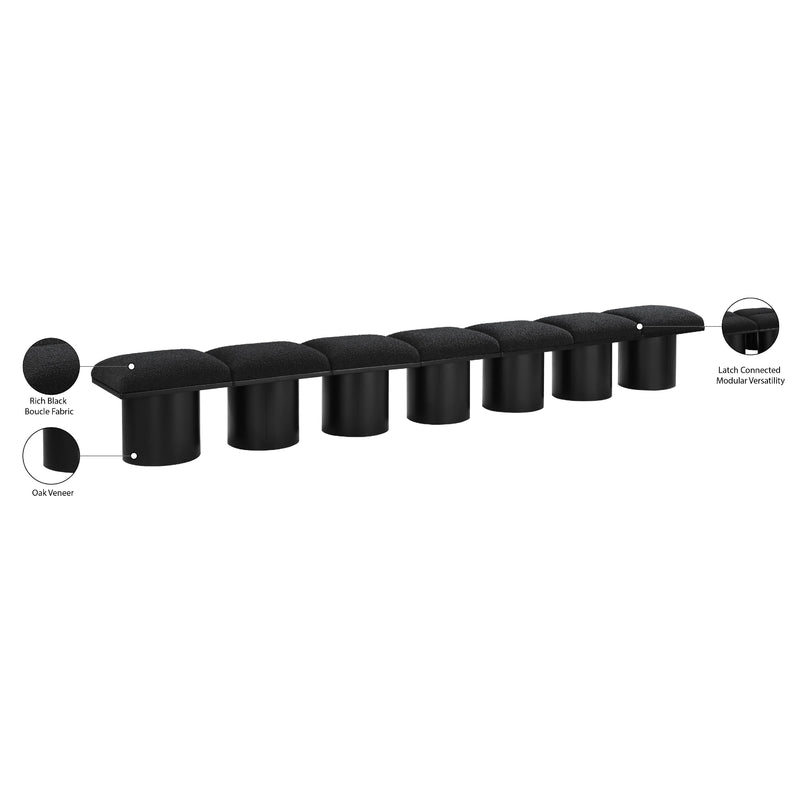 Meridian Pavilion Black Boucle Fabric Bench IMAGE 7