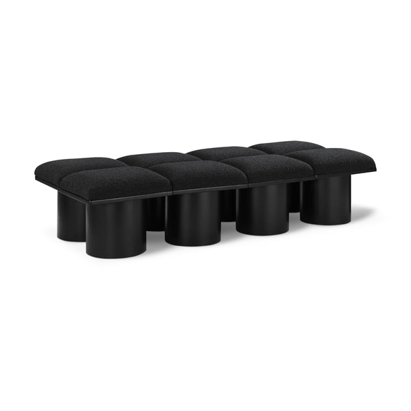 Meridian Pavilion Black Boucle Fabric Bench IMAGE 1