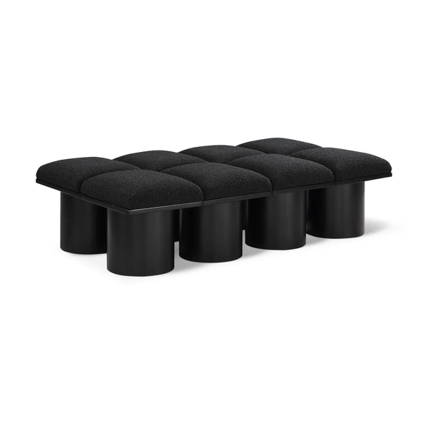 Meridian Pavilion Black Boucle Fabric Bench IMAGE 1