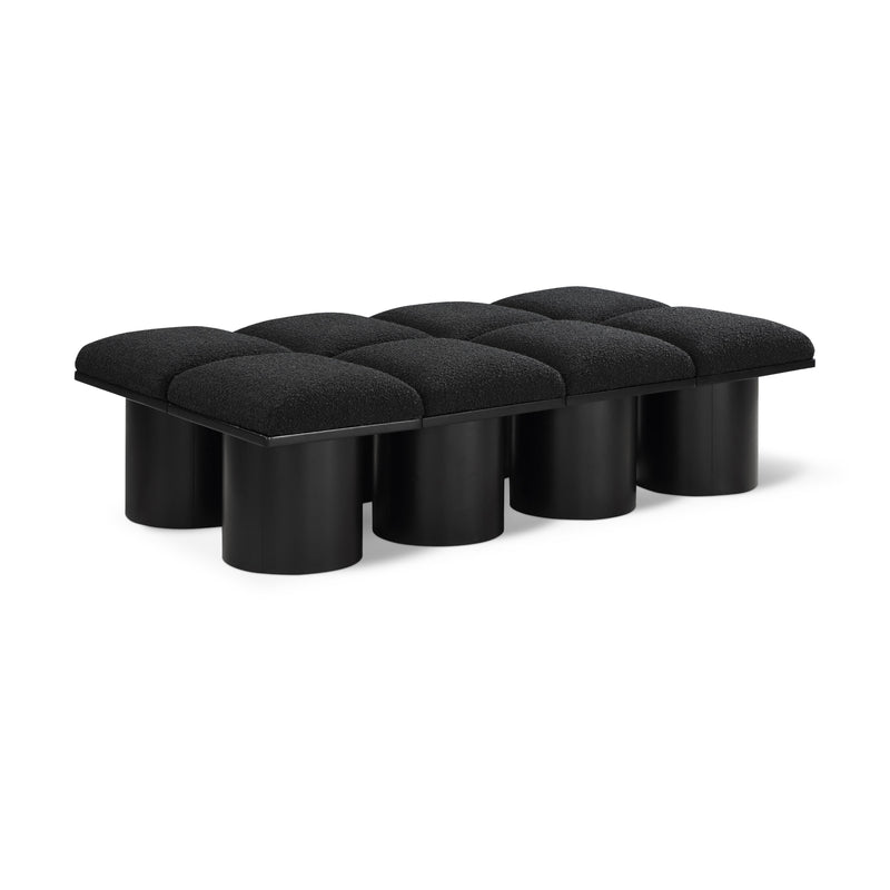 Meridian Pavilion Black Boucle Fabric Bench IMAGE 1