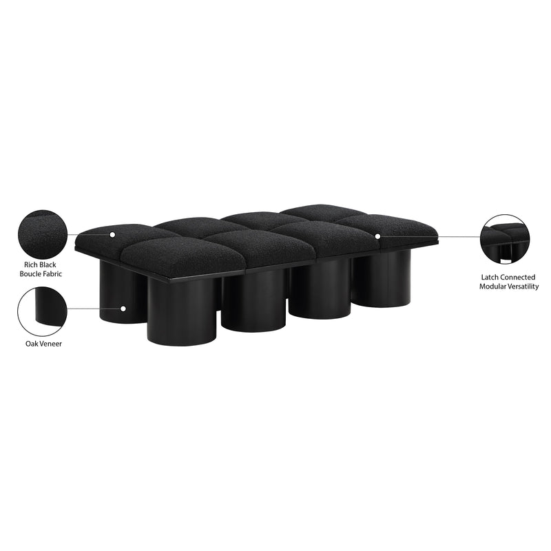 Meridian Pavilion Black Boucle Fabric Bench IMAGE 7