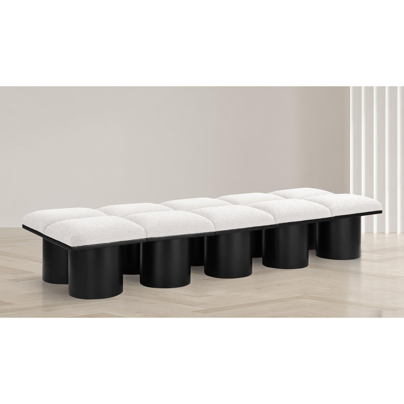 Meridian Pavilion Cream Boucle Fabric Bench IMAGE 2