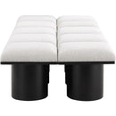 Meridian Pavilion Cream Boucle Fabric Bench IMAGE 4