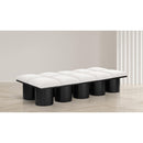 Meridian Pavilion Cream Boucle Fabric Bench IMAGE 2