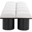 Meridian Pavilion Cream Boucle Fabric Bench IMAGE 4
