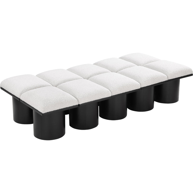 Meridian Pavilion Cream Boucle Fabric Bench IMAGE 5