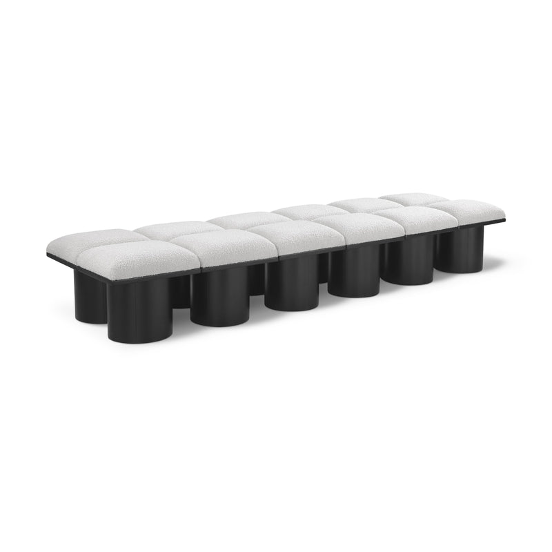 Meridian Pavilion Cream Boucle Fabric Bench IMAGE 1